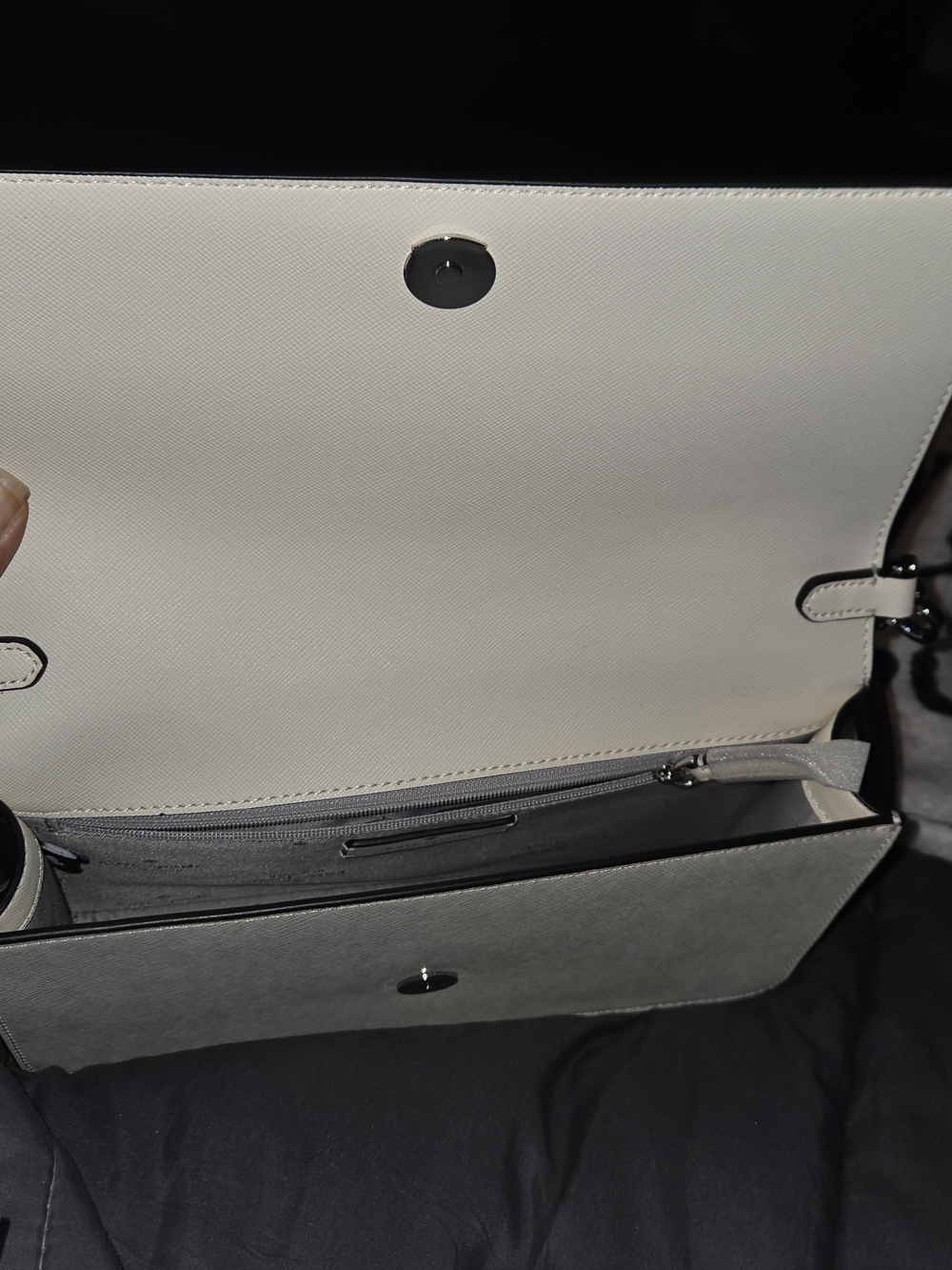 kate spade Platinum Gray White Leather Chain Shoulder Bag - Picture 5 of 7